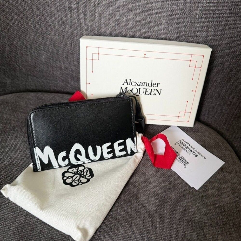 Alexander Mcqueen Leather Wallet Black/White NEW with box